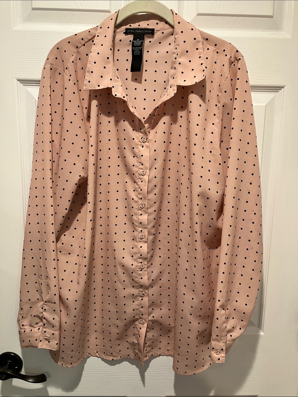 Joan Vass Pink Polka Dot Button-Down Blouse
